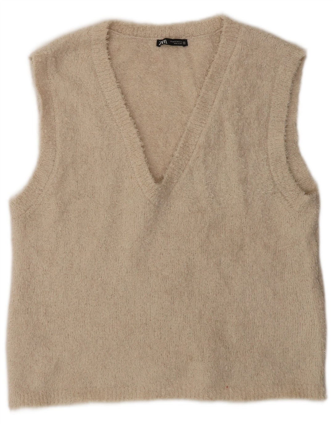 Zara Womens Vest Tank Top UK 14 Medium Beige Polyester