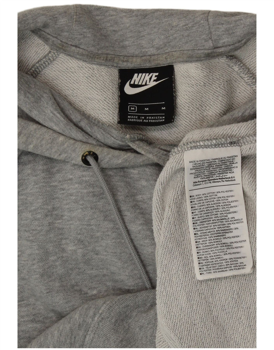 NIKE Womens Hoodie Jumper UK 14 Medium Grey Cotton