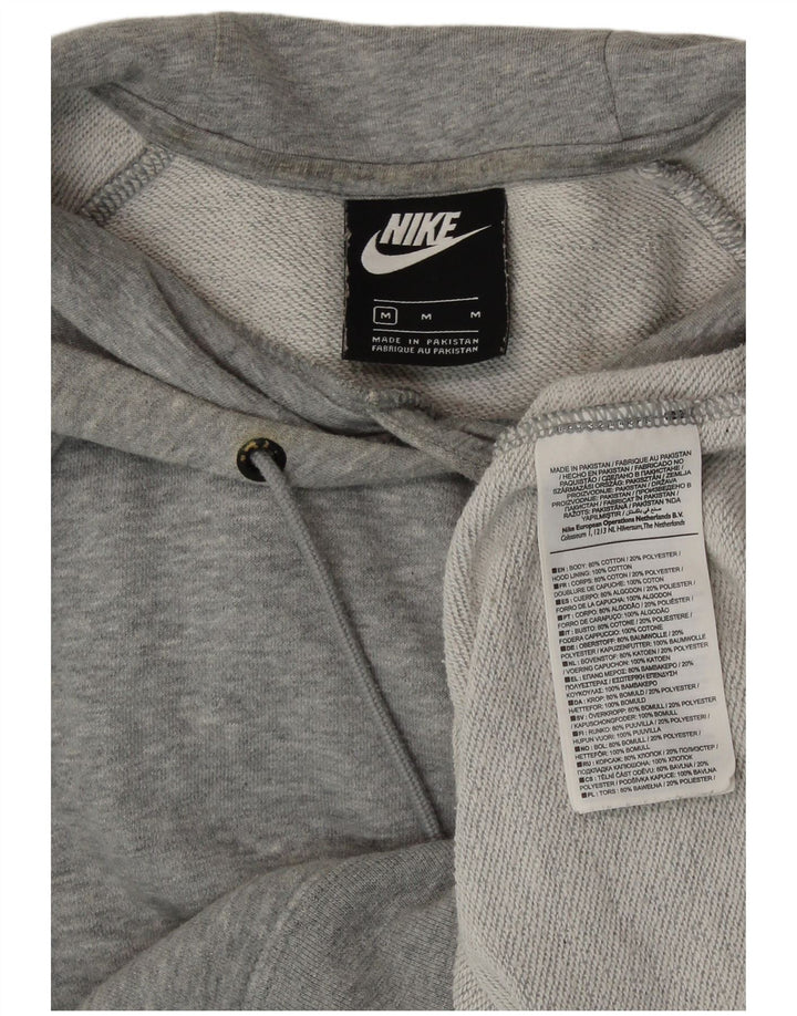 NIKE Womens Hoodie Jumper UK 14 Medium Grey Cotton