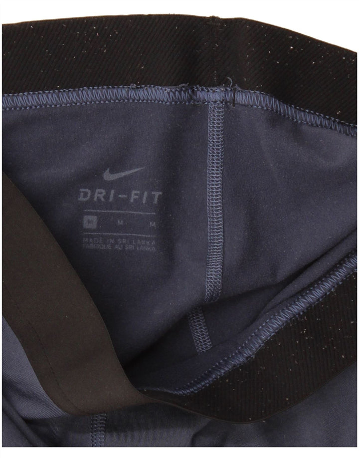 Nike Womens Dri Fit Graphic Leggings UK 12 Medium Navy Blue Geometric