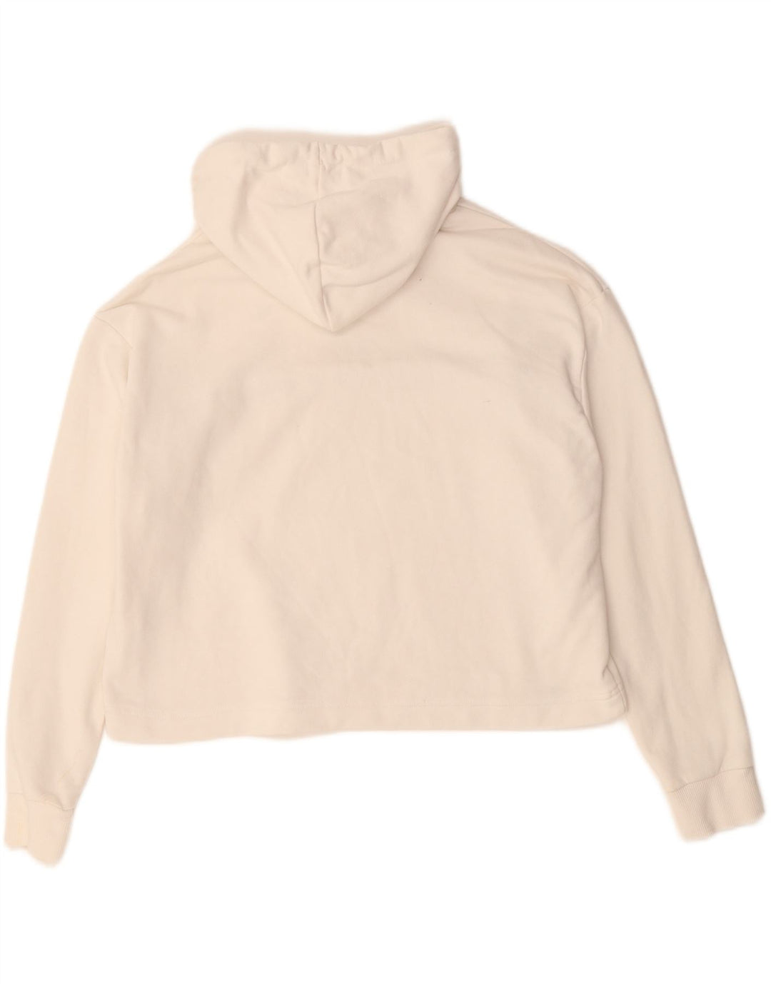 PUMA Womens Oversized Crop Graphic Hoodie Jumper UK 14 Medium White Cotton