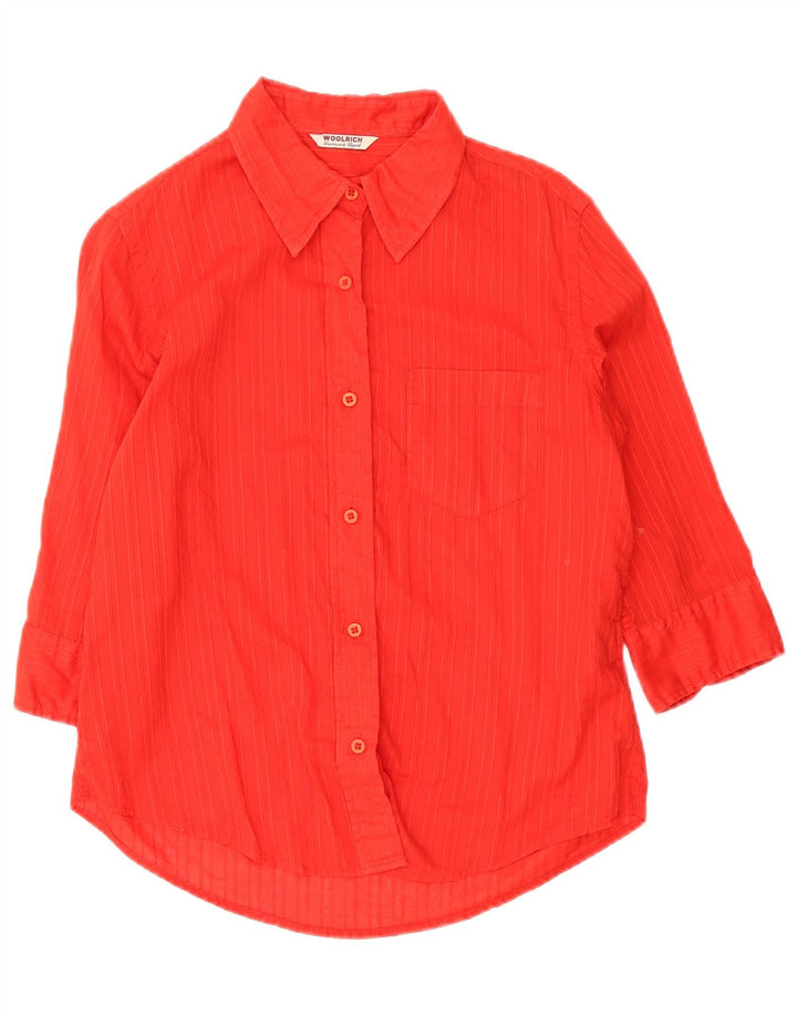 Woolrich Womens 3/4 Sleeve Shirt UK 14 Medium Red Cotton