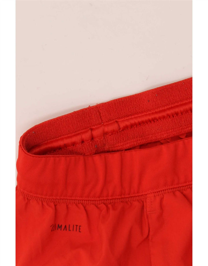 Adidas Mens Climalite Sport Shorts Small Red Colourblock Polyester