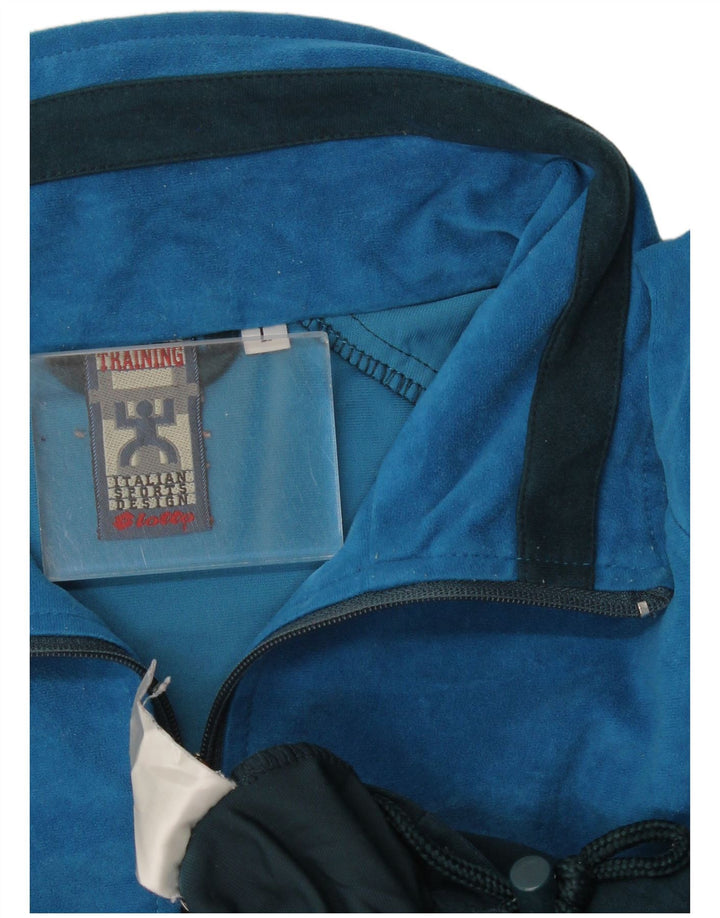 Lotto Mens Velour Tracksuit Top Jacket Large Blue Colourblock