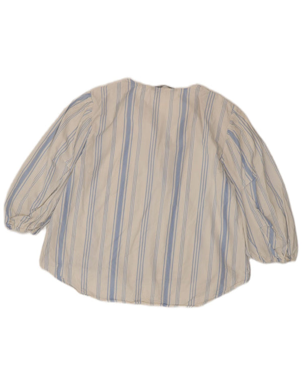 ZARA Womens 3/4 Sleeve Blouse Top UK 12 Medium Blue Striped