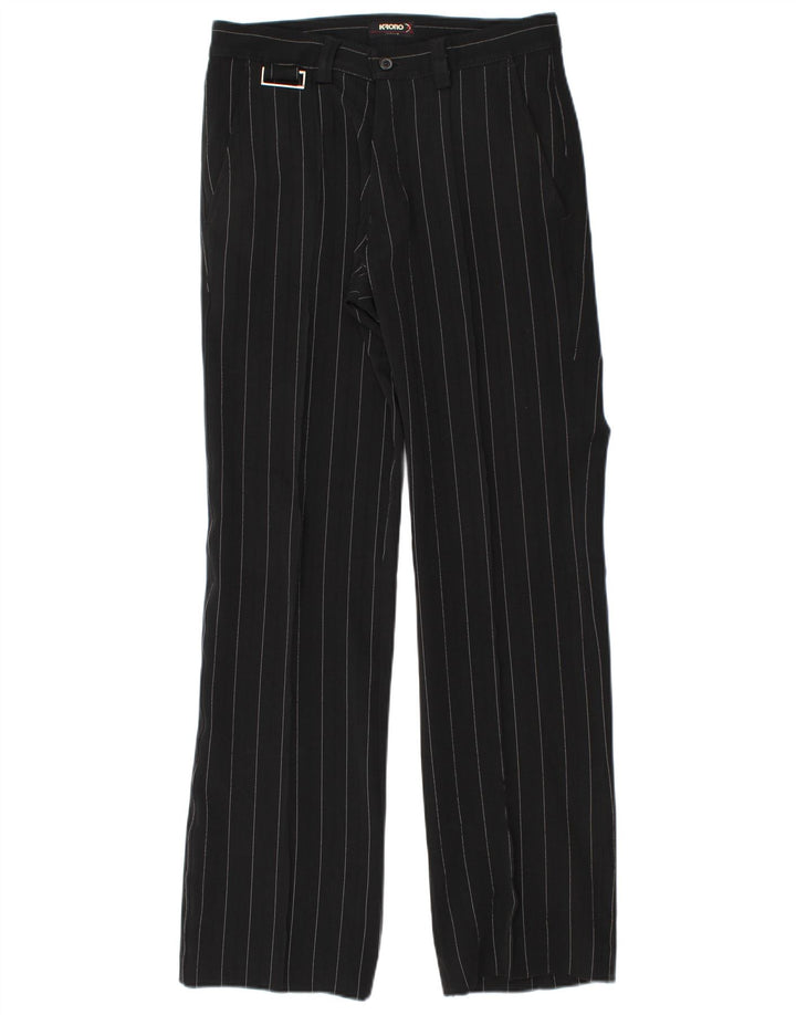 VINTAGE Womens Straight Chino Trousers IT 44 Medium W30 L32 Black Striped