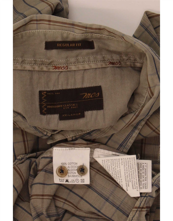 Marlboro Classics Mens Regular Fit Shirt 2XL Khaki Check Cotton