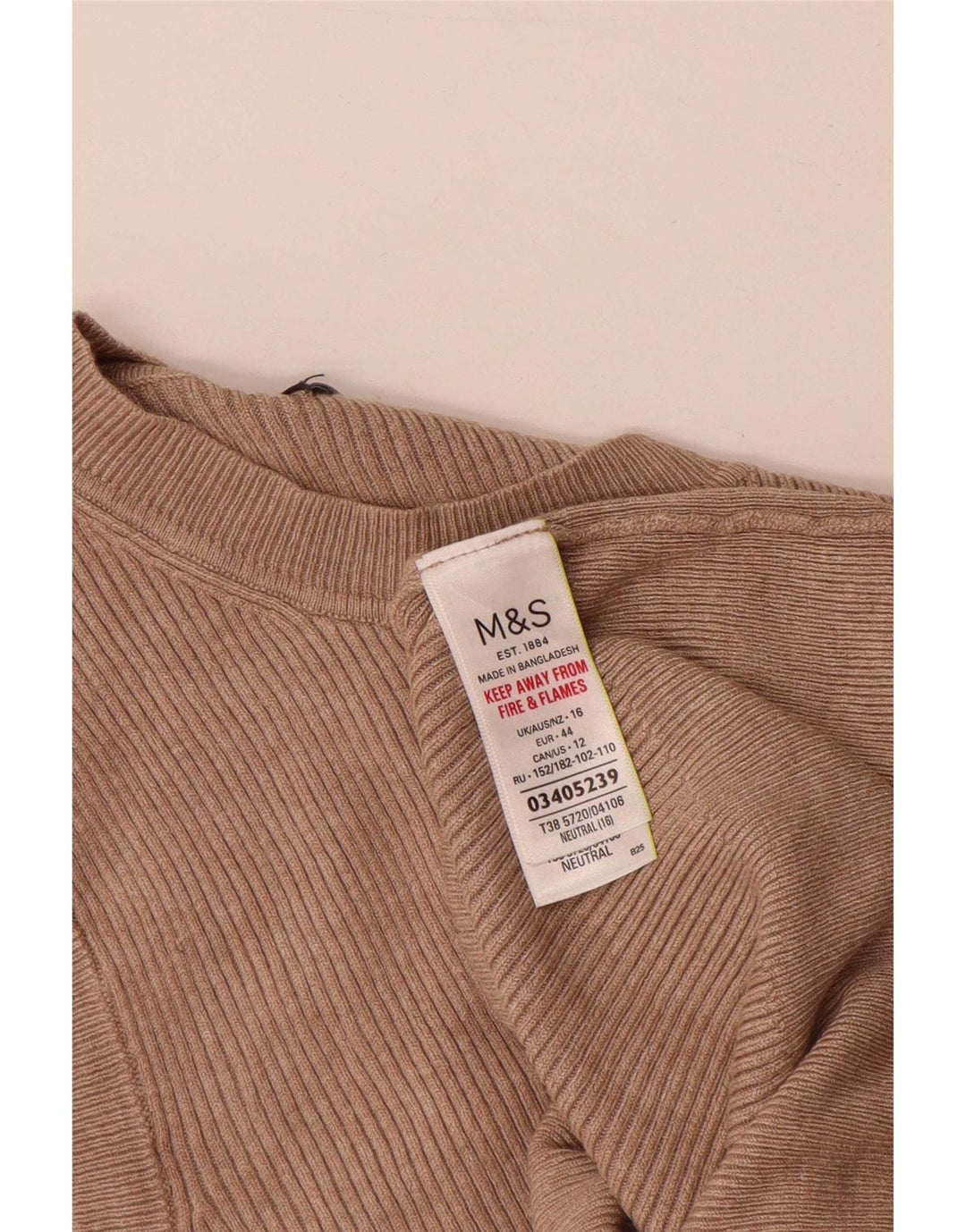 Marks & Spencer Womens Vest Tank Top UK 16 Large Brown Viscose