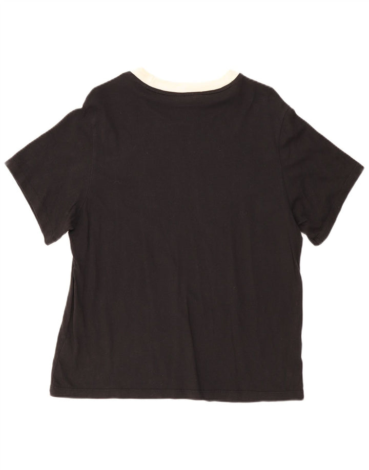 ADIDAS Womens T-Shirt Top UK 12 Medium Black Cotton