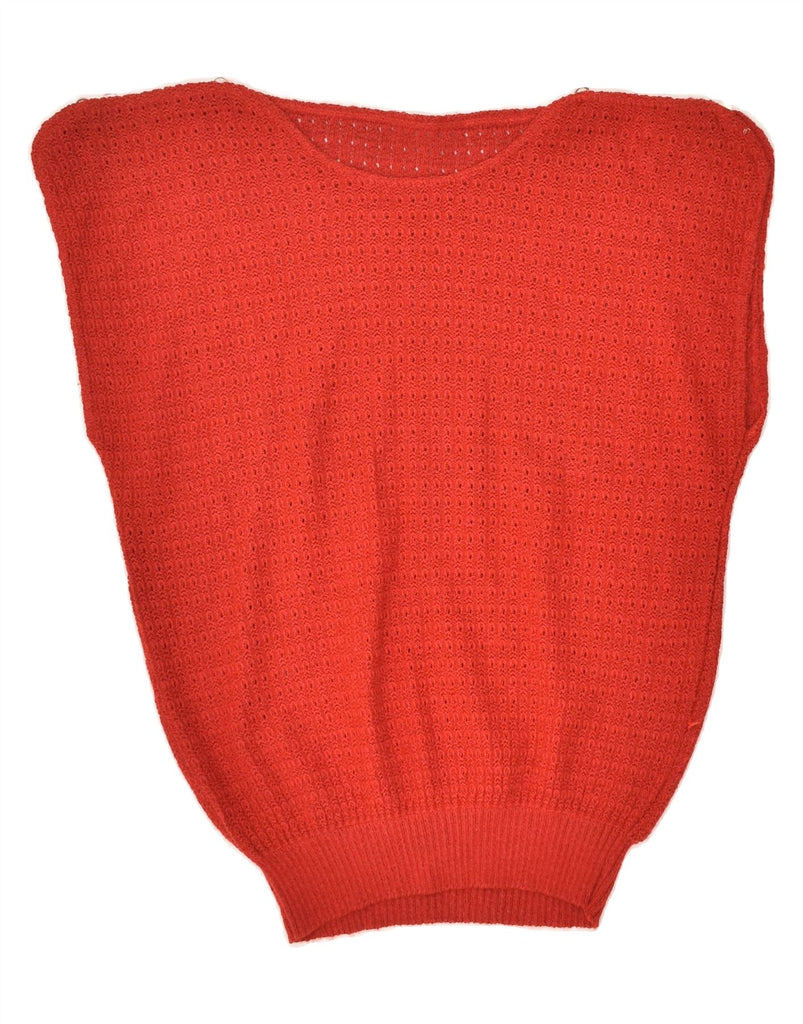 VINTAGE Womens Sleeveless Crew Neck Jumper Sweater UK 12 Medium Red | Vintage Vintage | Thrift | Second-Hand Vintage | Used Clothing | Messina Hembry 