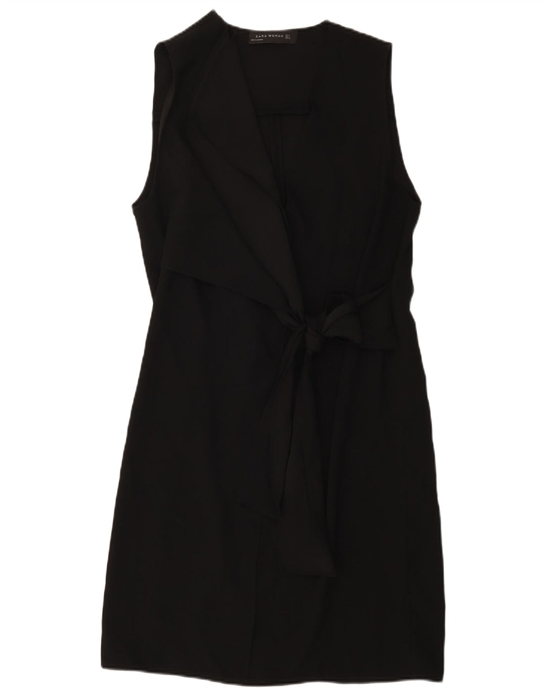 Zara Womens Sleeveless Wrap Dress UK 14 Medium Black