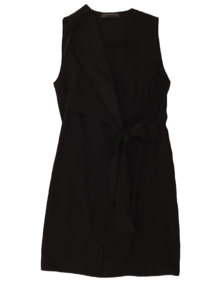 Zara Womens Sleeveless Wrap Dress UK 14 Medium Black