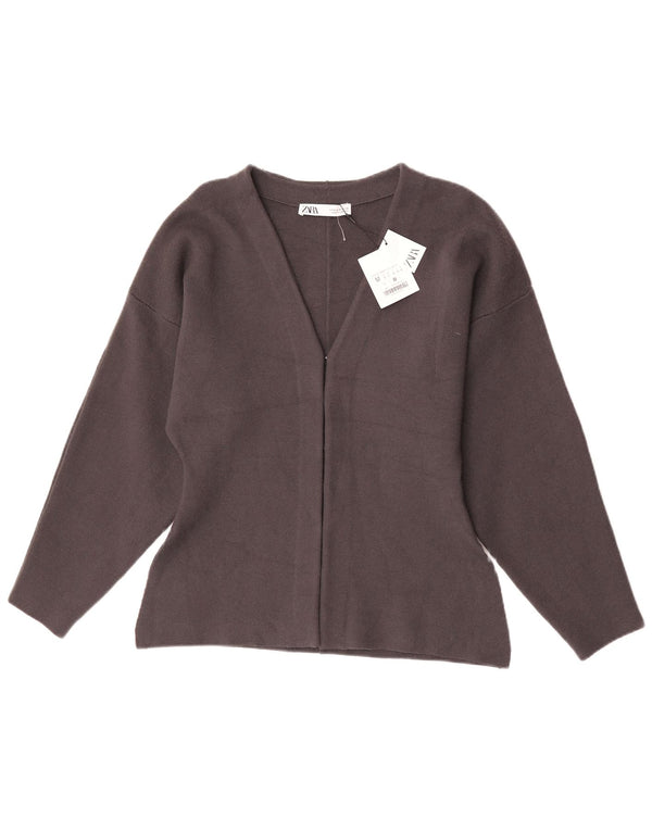 Zara Womens Cardigan Sweater UK 12 Medium Grey Viscose