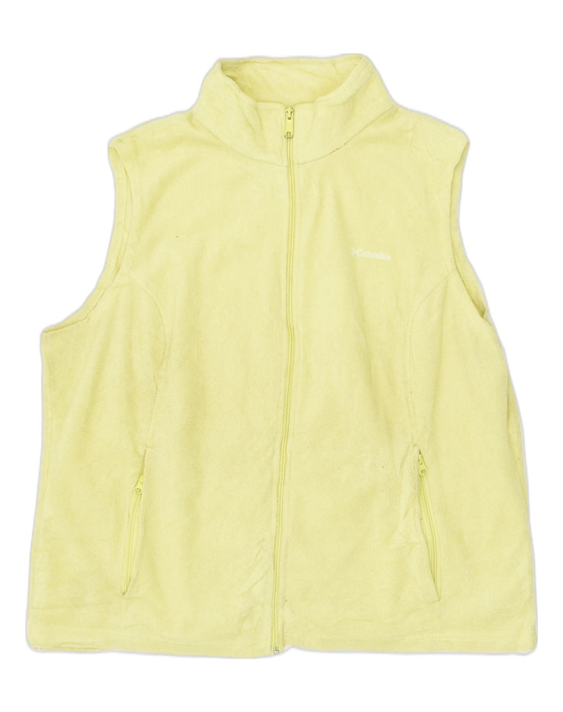 COLUMBIA Womens Fleece Gilet UK 20 2XL Yellow Polyester | Vintage Columbia | Thrift | Second-Hand Columbia | Used Clothing | Messina Hembry 