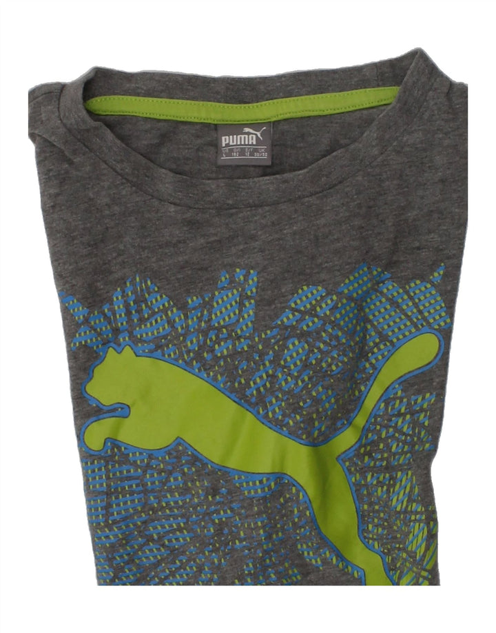 PUMA Boys Graphic T-Shirt Top 11-12 Years Grey Cotton | Vintage Puma | Thrift | Second-Hand Puma | Used Clothing | Messina Hembry 