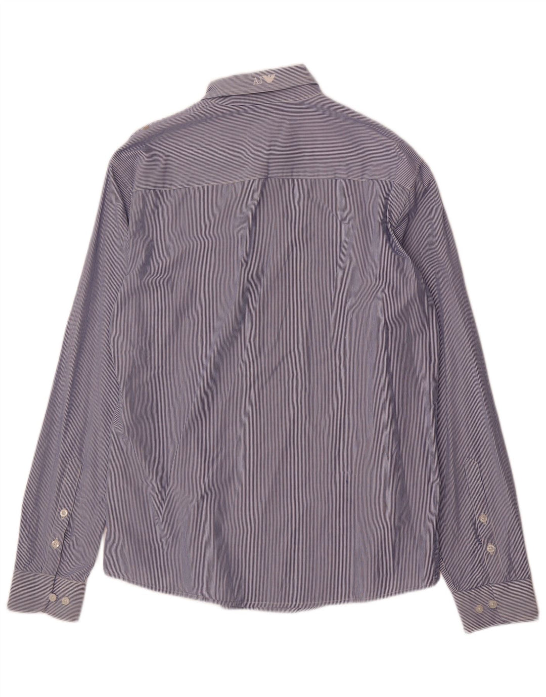 Armani Jeans Mens Fitted Shirt 2XL Blue Pinstripe Cotton