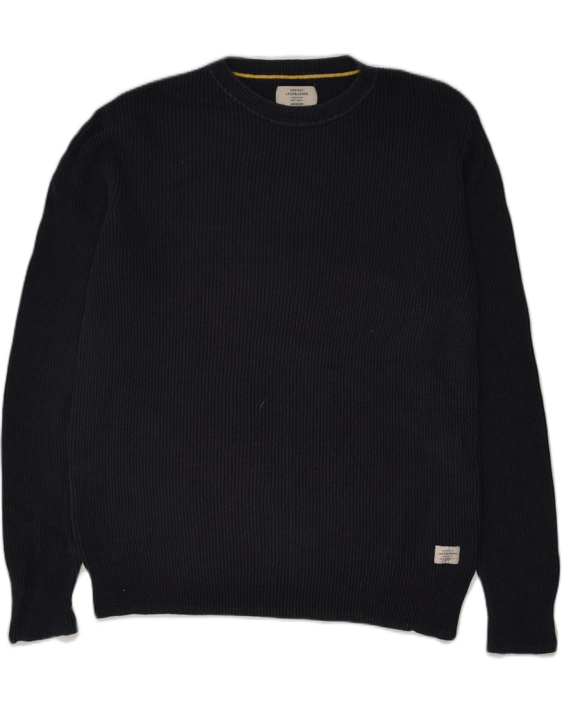 JACK & JONES Mens Crew Neck Jumper Sweater Medium Navy Blue Cotton | Vintage Jack & Jones | Thrift | Second-Hand Jack & Jones | Used Clothing | Messina Hembry 