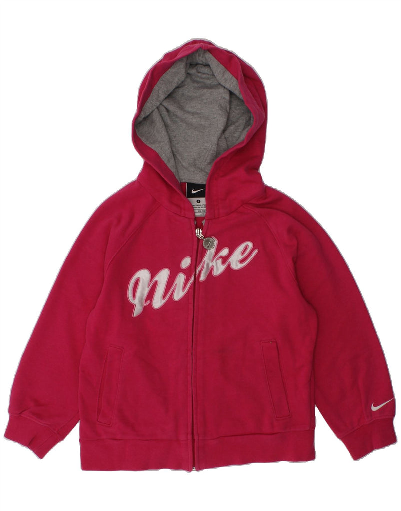 NIKE Girls Graphic Zip Hoodie Sweater 4-5 Years Small Pink Cotton | Vintage Nike | Thrift | Second-Hand Nike | Used Clothing | Messina Hembry 