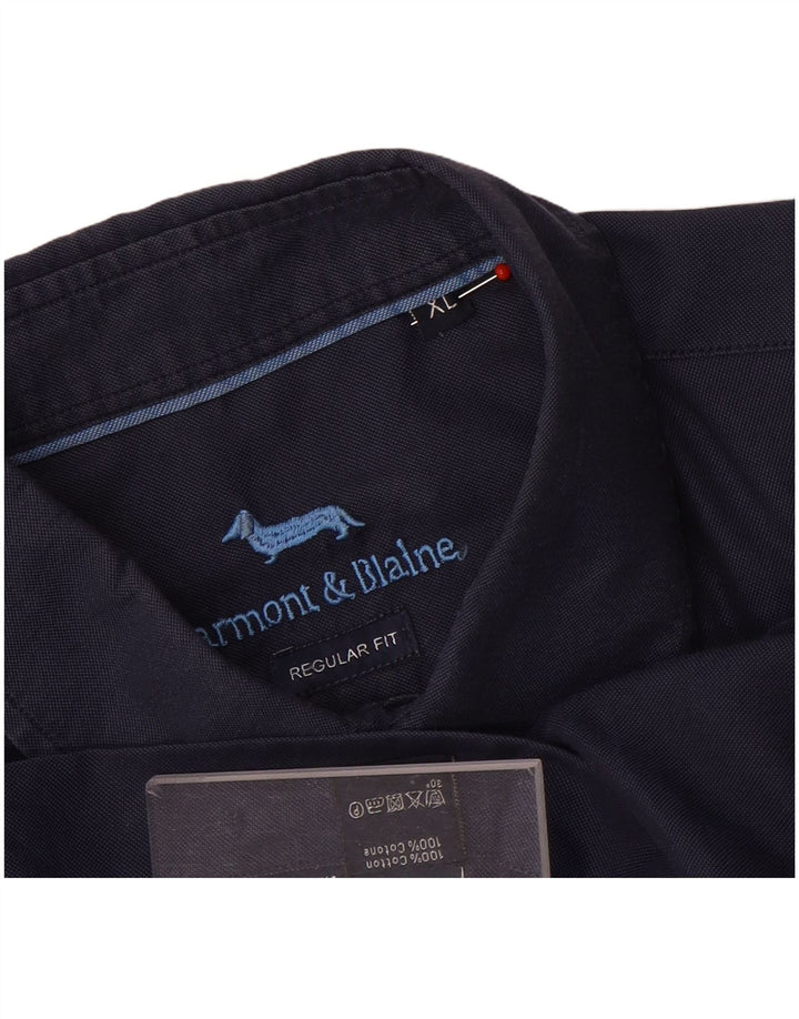 Harmont & Blaine Mens Regular Fit Shirt XL Navy Blue Cotton