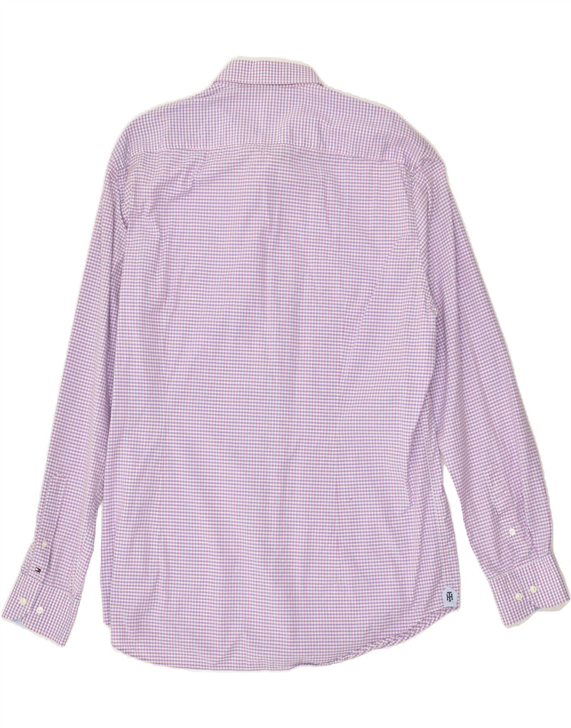 TOMMY HILFIGER Mens Fitted Tailored Fit Shirt Size 43 17 XL Purple Gingham | Vintage Tommy Hilfiger | Thrift | Second-Hand Tommy Hilfiger | Used Clothing | Messina Hembry 