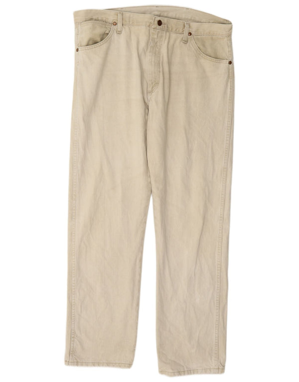 Wrangler Mens Straight Jeans W38 L32 Beige Cotton