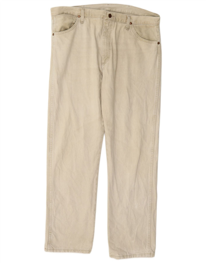 Wrangler Mens Straight Jeans W38 L32 Beige Cotton