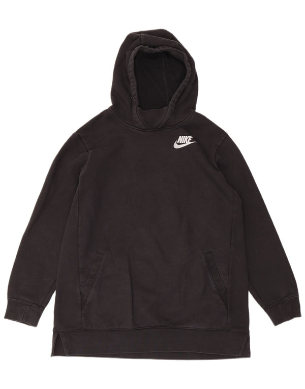 Nike Girls Hooded Loose Fit Jumper Dress 13-14 Years XL Black Cotton Sports
