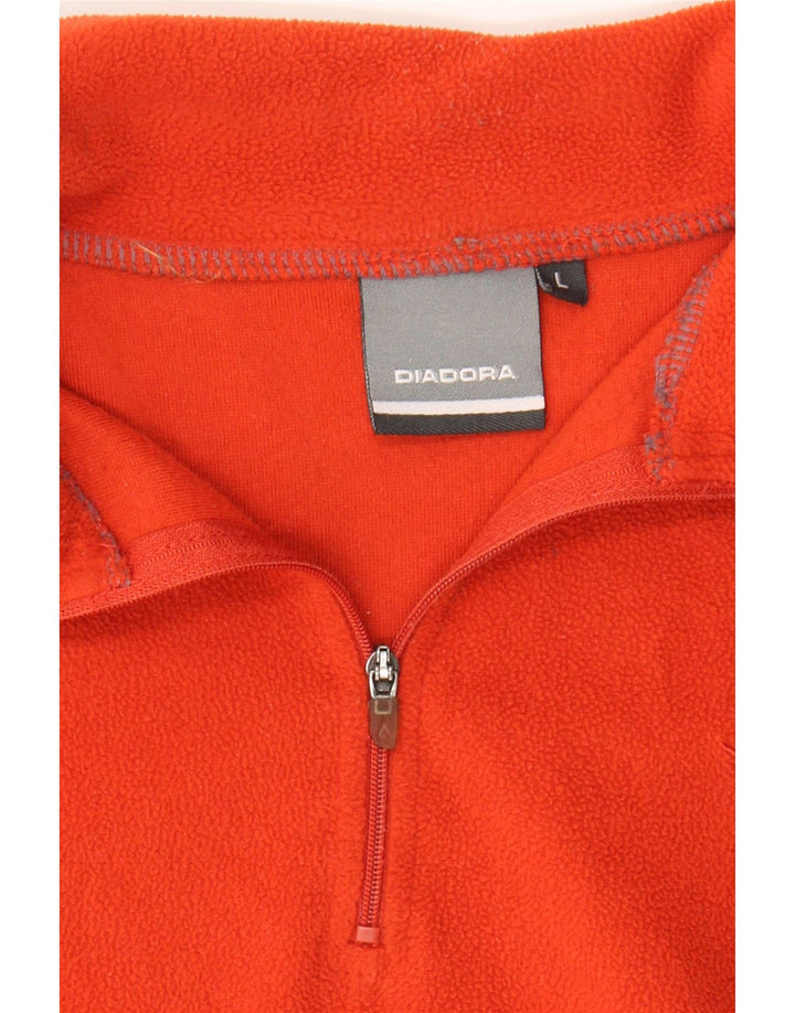 DIADORA Womens Zip Neck Fleece Jumper UK 16 Large Orange Polyester Vintage Diadora and Second-Hand Diadora from Messina Hembry 