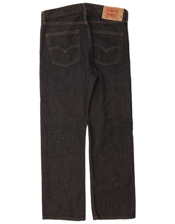 LEVI'S Mens 501 Straight Jeans W34 L30 Navy Blue Cotton