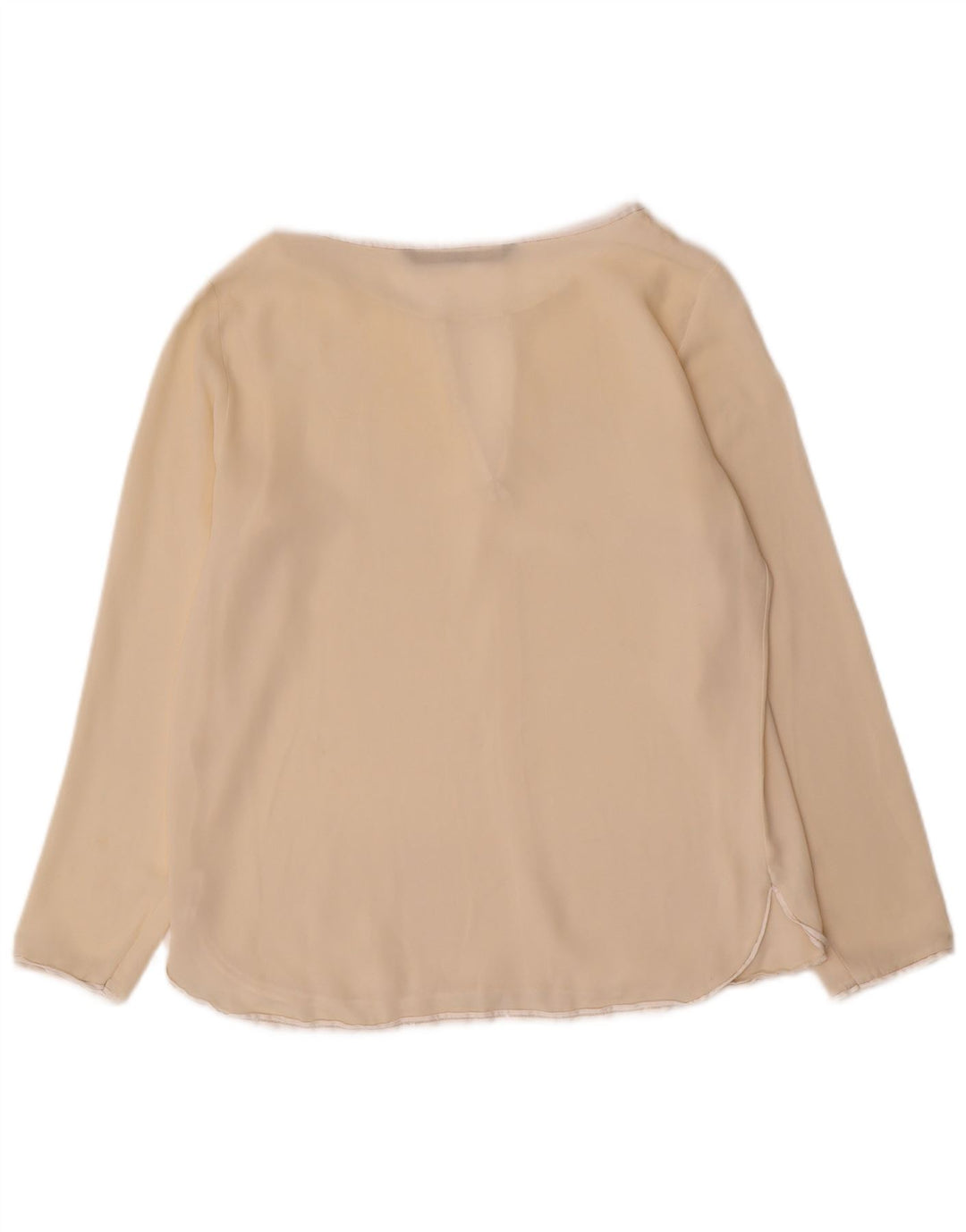 Zara Womens Long Sleeve Blouse Top UK 10 Small Beige