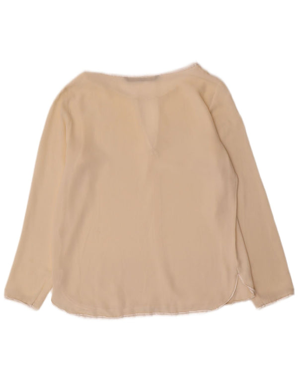 Zara Womens Long Sleeve Blouse Top UK 10 Small Beige