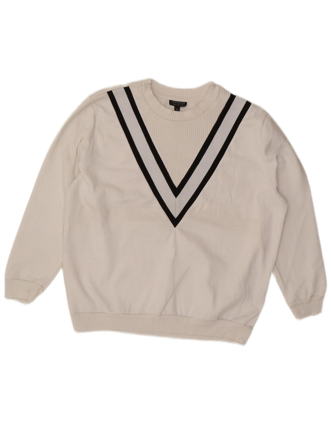 Topshop Womens Oversized Sweatshirt Jumper UK 12 Medium White Striped