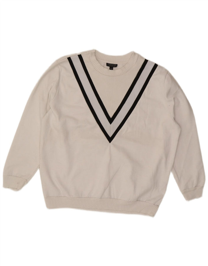 Topshop Womens Oversized Sweatshirt Jumper UK 12 Medium White Striped