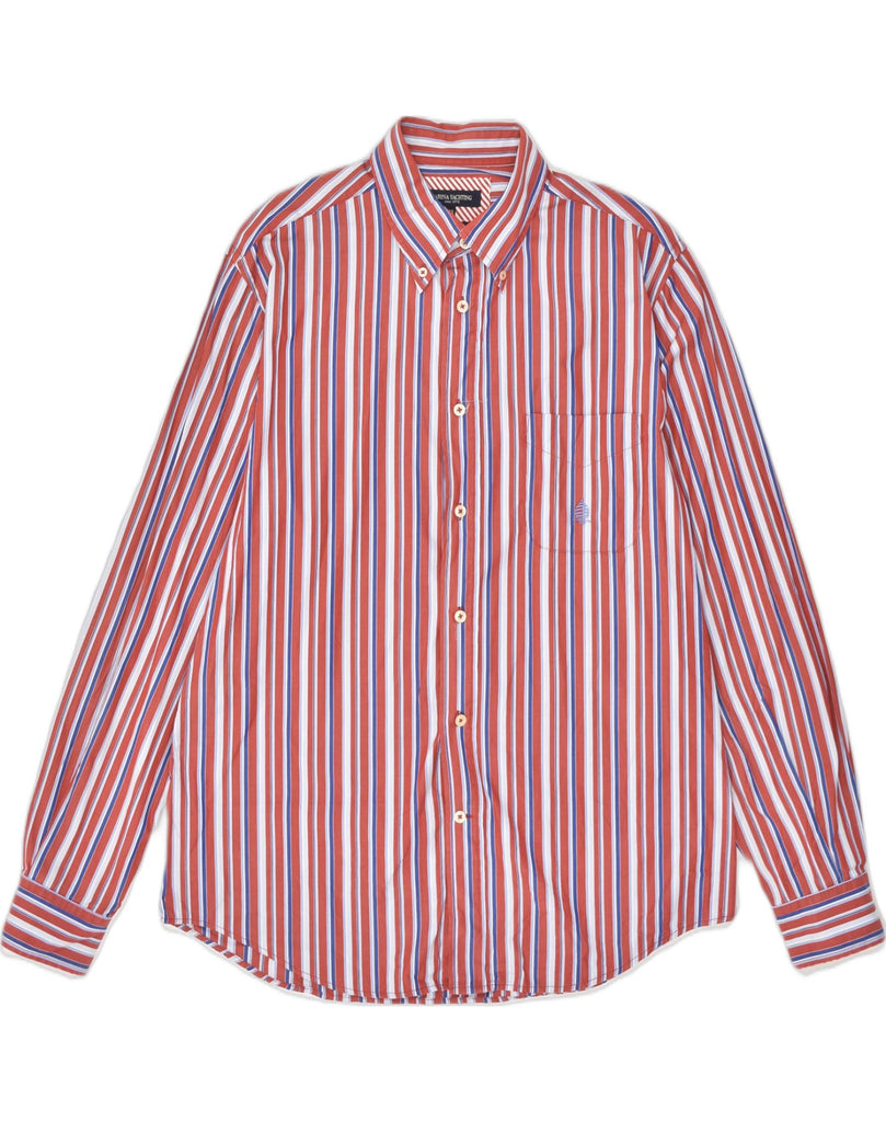 MARINA YACHTING Mens Slim Fit Shirt Size 43 Large Red Striped Cotton | Vintage Marina Yachting | Thrift | Second-Hand Marina Yachting | Used Clothing | Messina Hembry 