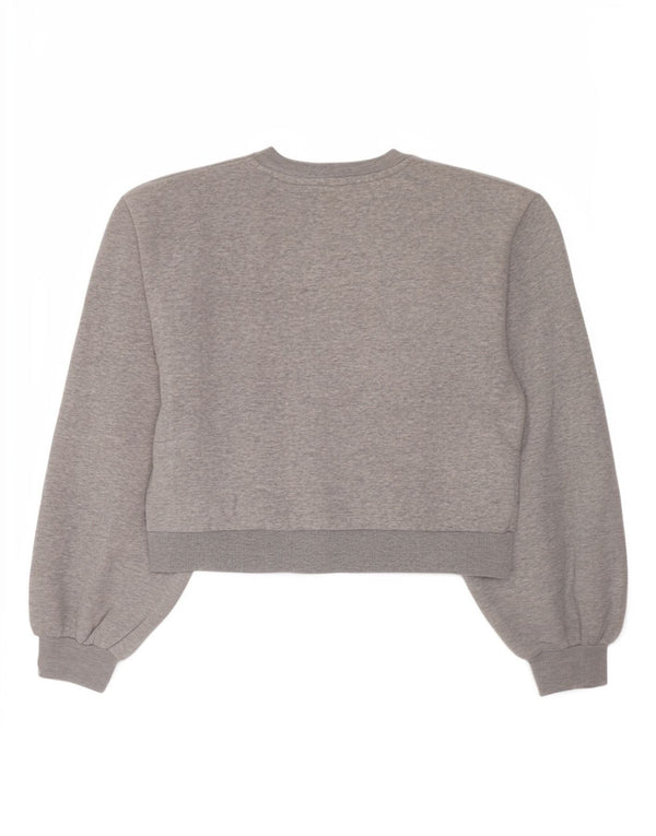 Puma Womens Crop Graphic Sweatshirt Jumper UK 10 Small Grey Sports