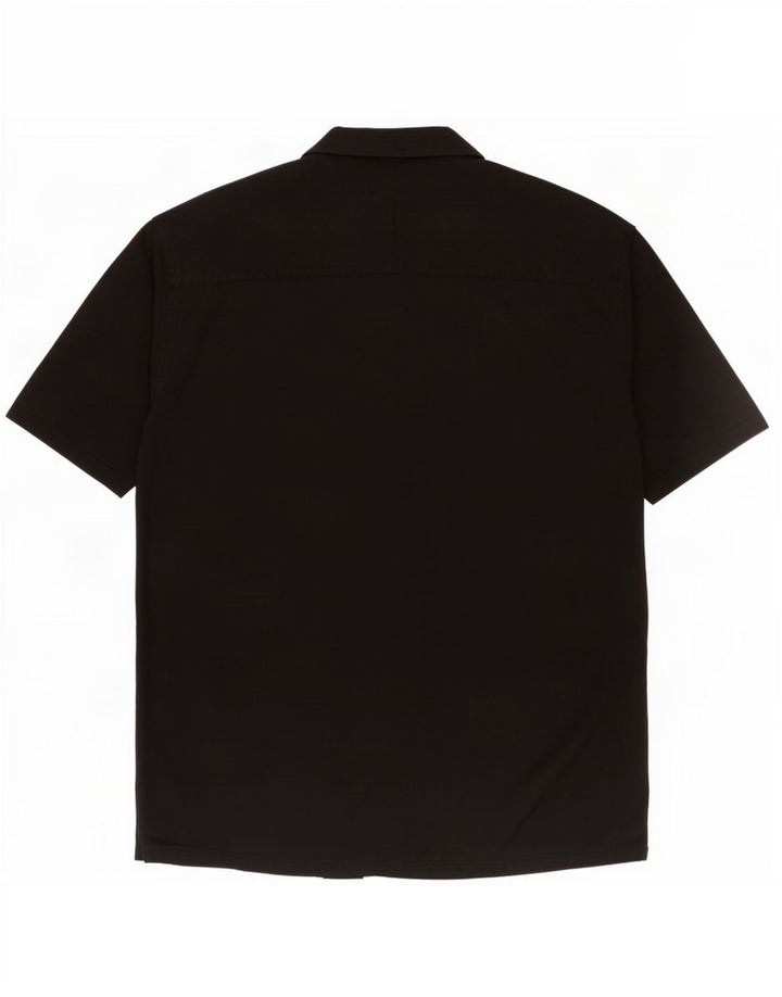 Zara Mens Short Sleeve Shirt XL Black Cotton