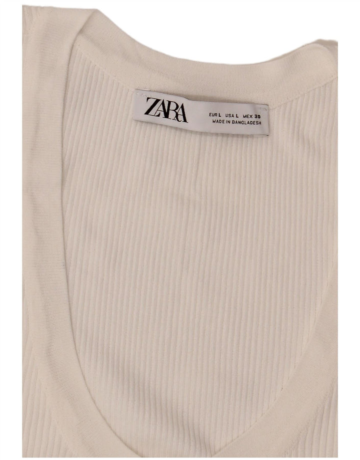 Zara Womens Sleeveless Blouse Top UK 14 Large White