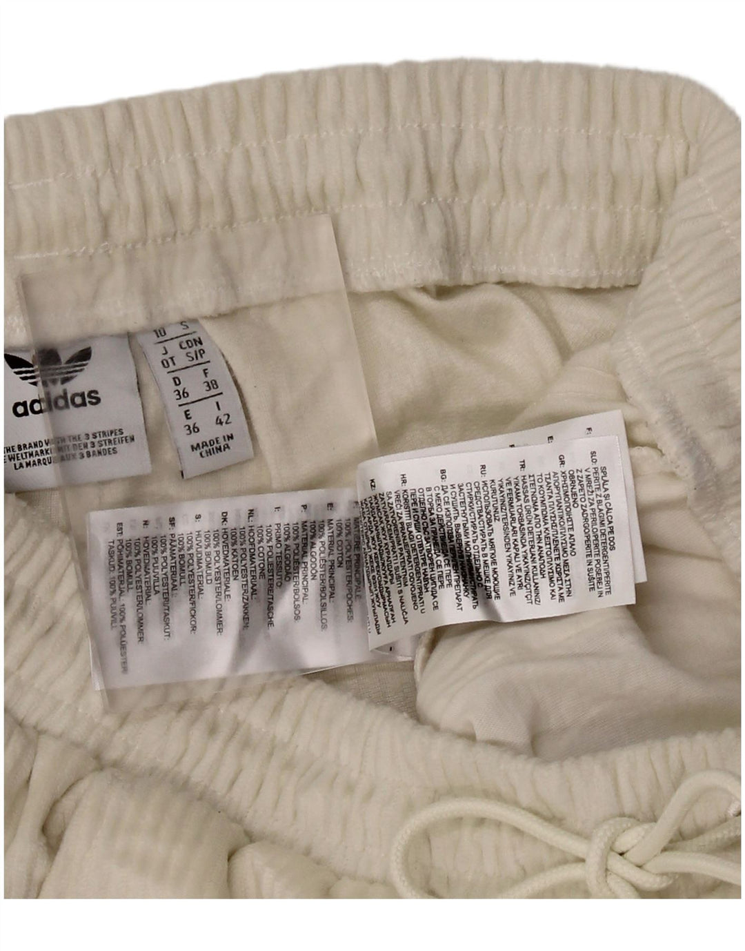 Adidas Womens Tracksuit Trousers Joggers UK 10 Small  White Polyester