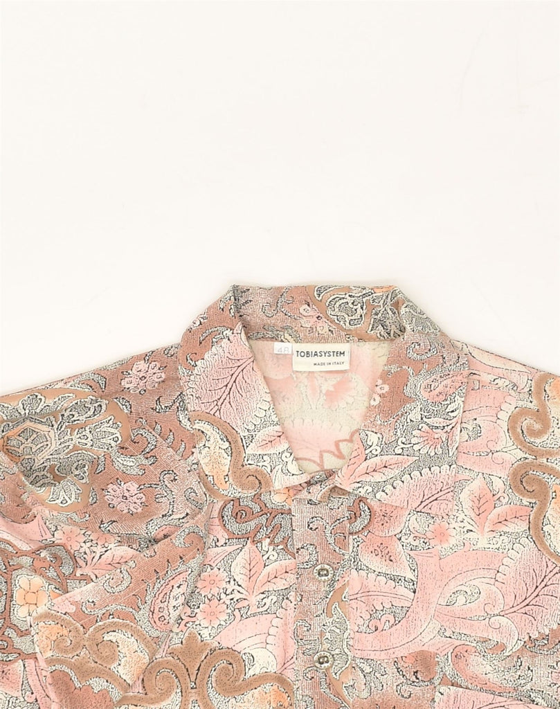 TOBIA SYSTEM Mens Pullover Short Sleeve Shirt IT 48 Medium Pink Floral | Vintage Tobia System | Thrift | Second-Hand Tobia System | Used Clothing | Messina Hembry 