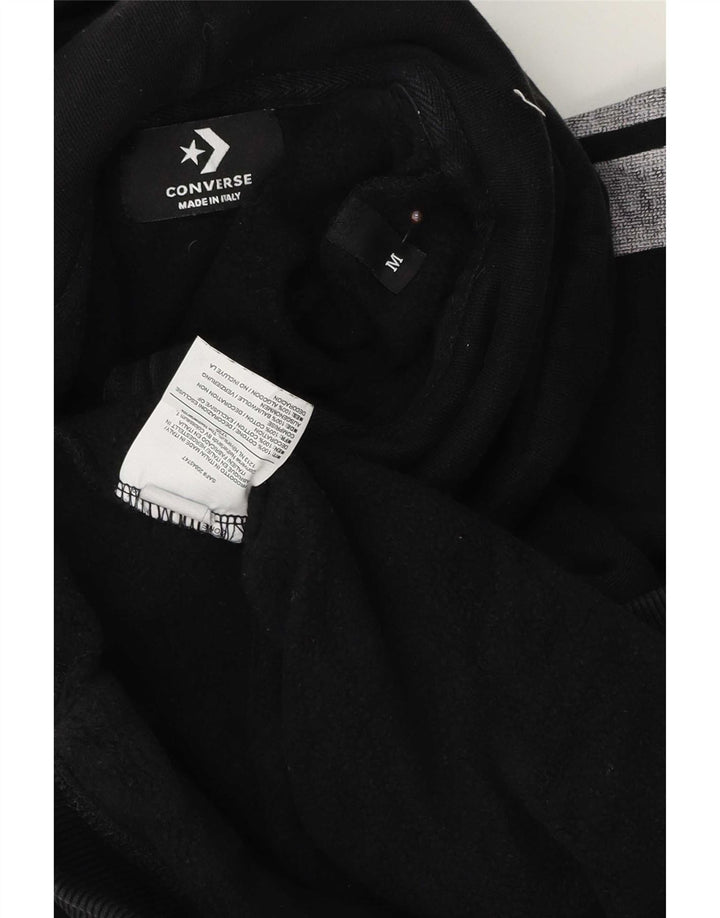 Converse Mens Zip Neck Graphic Hoodie Jumper Medium Black Colourblock