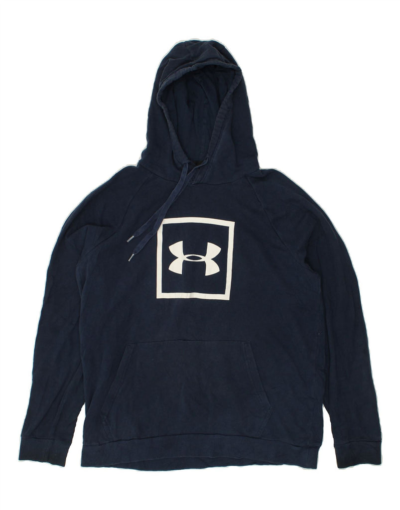 UNDER ARMOUR Mens Graphic Hoodie Jumper Large Navy Blue | Vintage Under Armour | Thrift | Second-Hand Under Armour | Used Clothing | Messina Hembry 