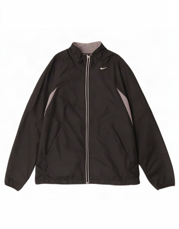 Nike Womens Tracksuit Top Jacket US 12/14 Large Black Colourblock Polyester