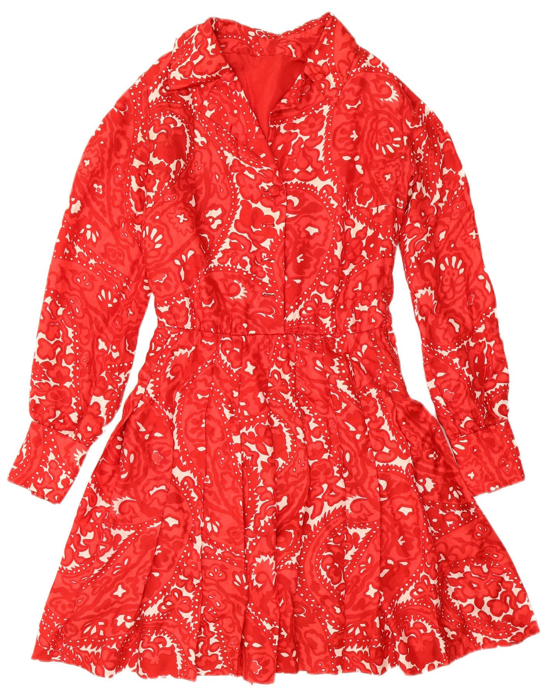 Vintage Womens A-Line Dress UK 12 Medium Red Paisley