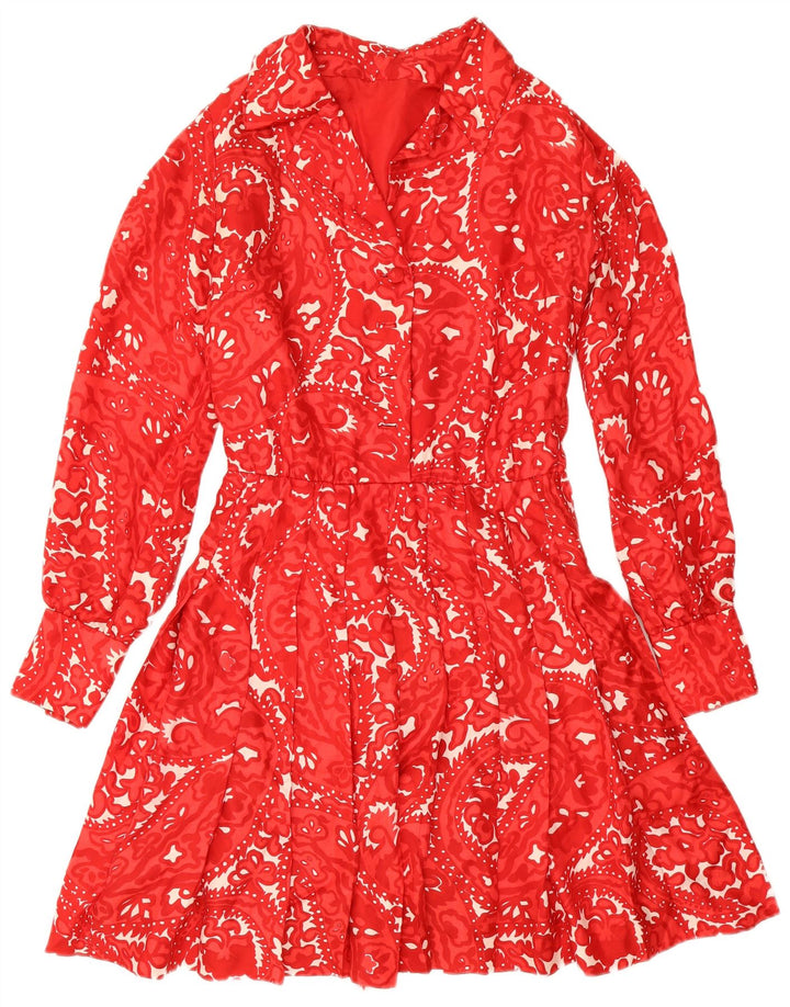 Vintage Womens A-Line Dress UK 12 Medium Red Paisley