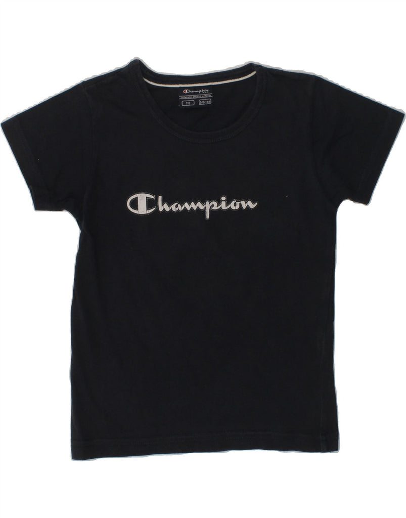 CHAMPION Girls Graphic T-Shirt Top 5-6 Years Navy Blue | Vintage Champion | Thrift | Second-Hand Champion | Used Clothing | Messina Hembry 