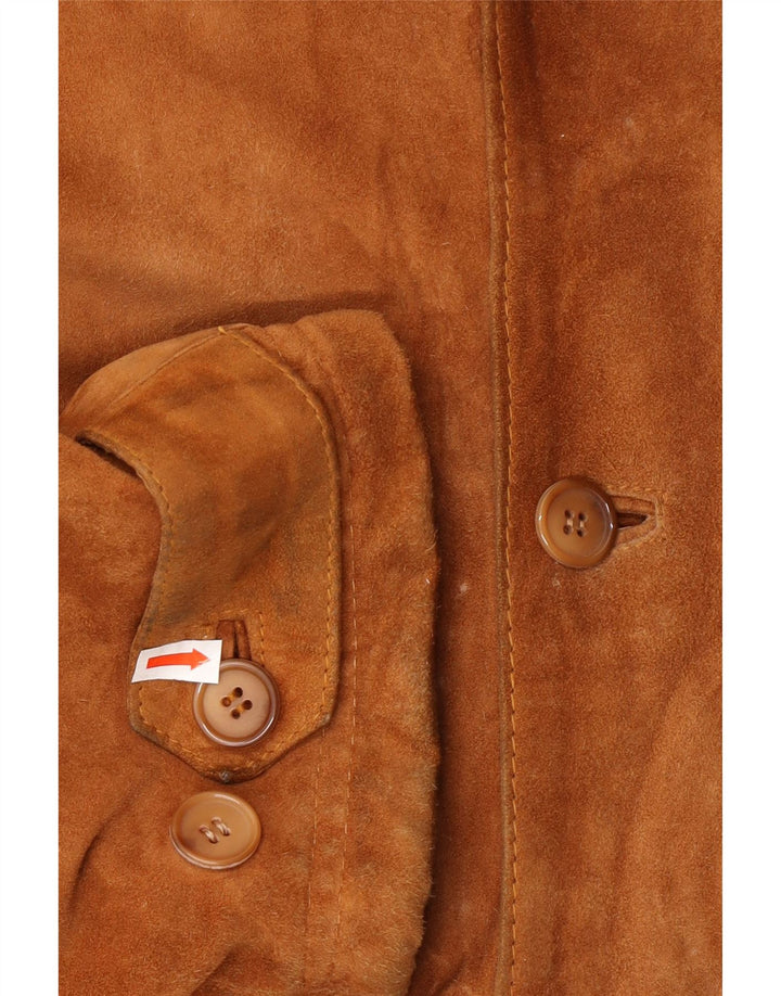 VINTAGE Mens Suede Jacket IT 52 XL Beige Leather