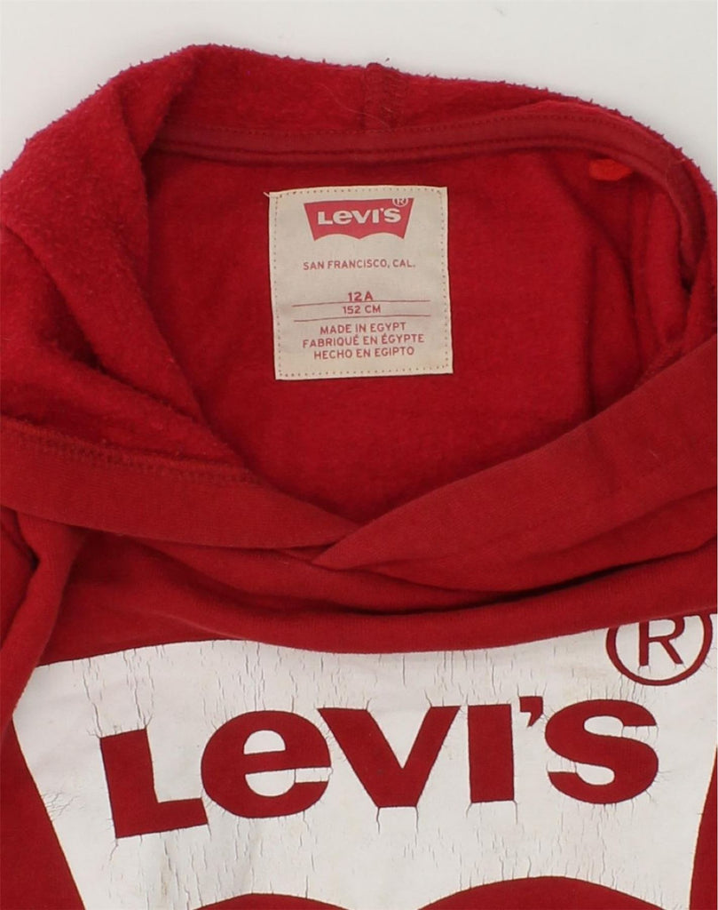 LEVI'S Boys Graphic Hoodie Jumper 11-12 Years Red Cotton | Vintage Levi's | Thrift | Second-Hand Levi's | Used Clothing | Messina Hembry 