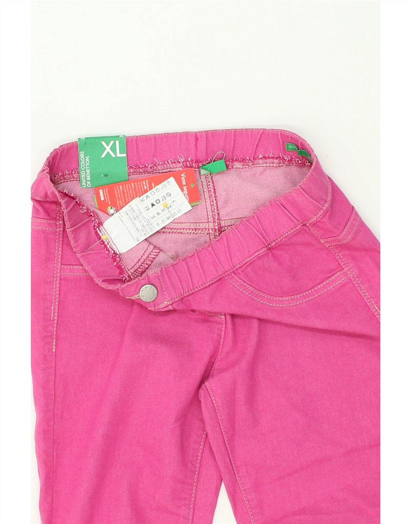 BENETTON Girls Skinny Jegging Jeans 10-11 Years XL W26 L26  Pink Polyester | Vintage Benetton | Thrift | Second-Hand Benetton | Used Clothing | Messina Hembry 