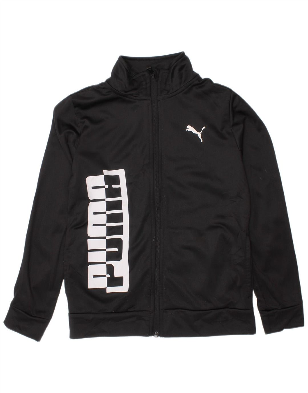 Puma Boys Graphic Tracksuit Top Jacket 7-8 Years Small Black Polyester