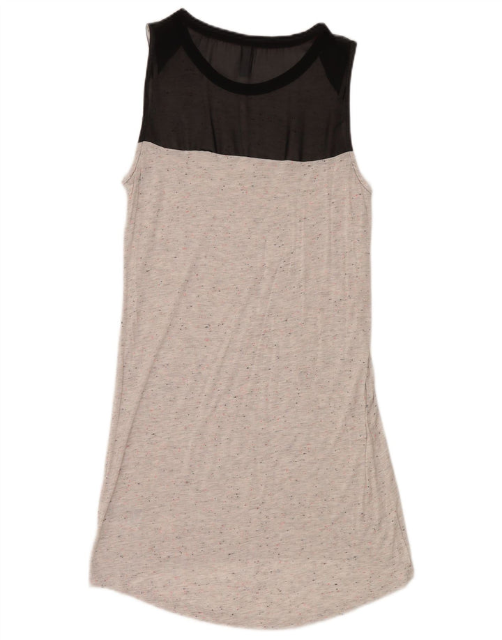 ADIDAS Womens Sleeveless T-Shirt Dress UK 10 Small Grey Colourblock Rayon